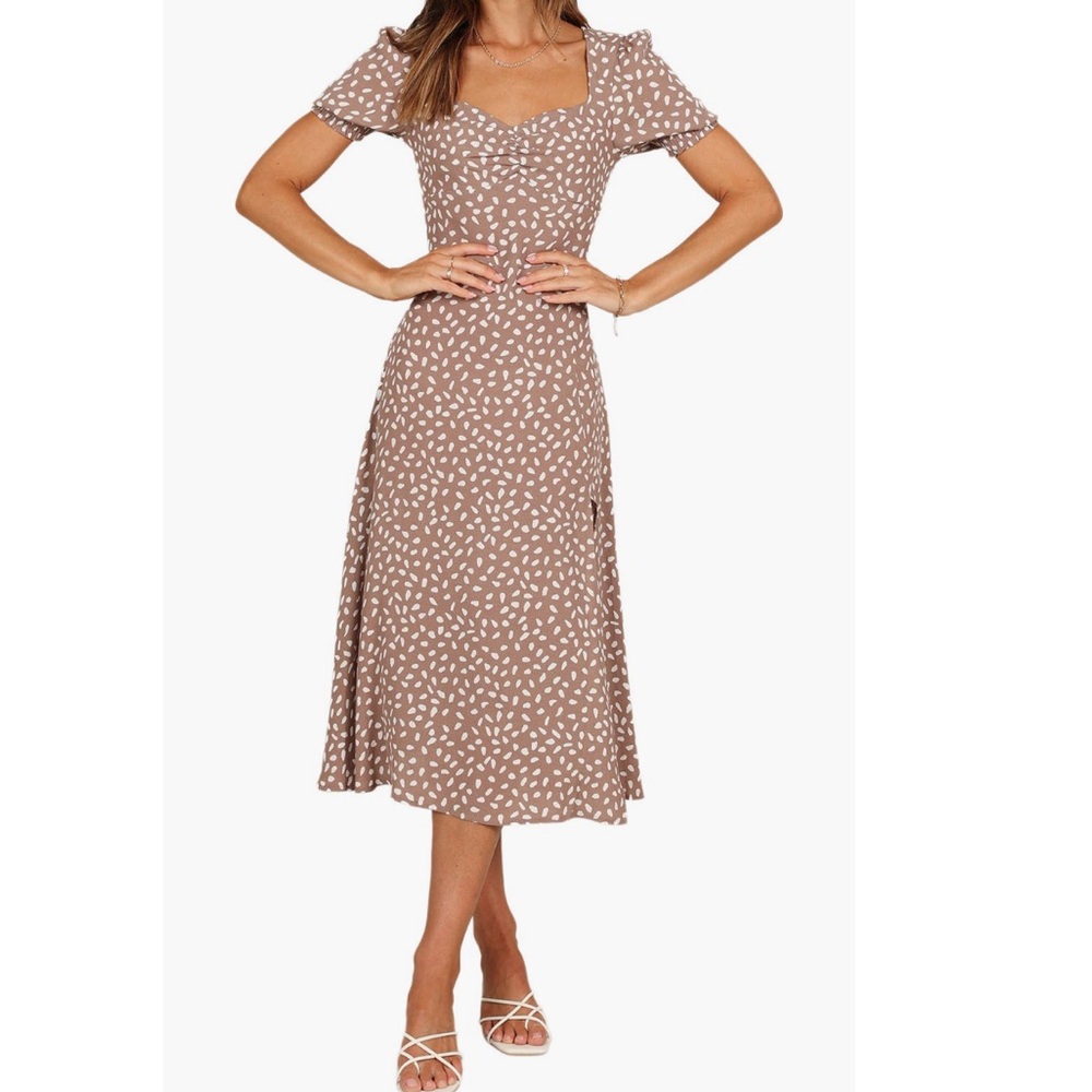 Franklin Print Puff Sleeve Midi Dress